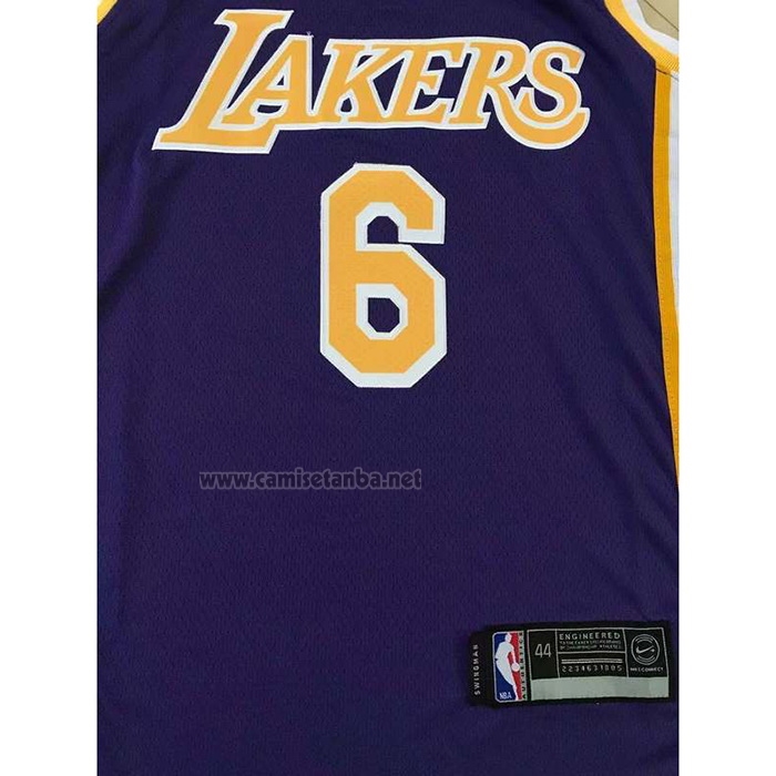 Camiseta Los Angeles Lakers LeBron James #6 Statement 2021-22 Violeta